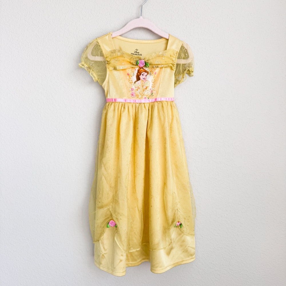 Disney Princess Belle Pajamas Toddler 3T Yellow Beauty and the Beast Sleepwear
